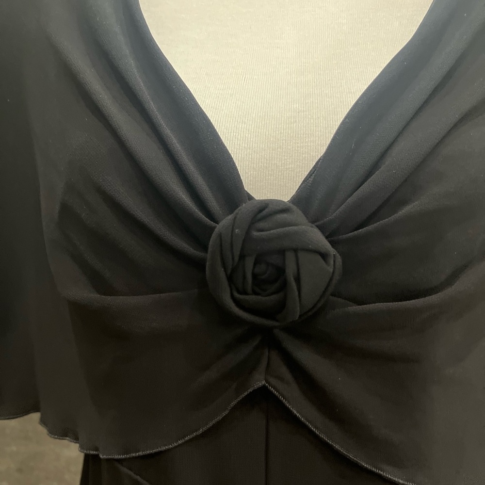 Saint Laurent Black Ruffled Rose Padded Shoulder Top - Picture 8 of 15